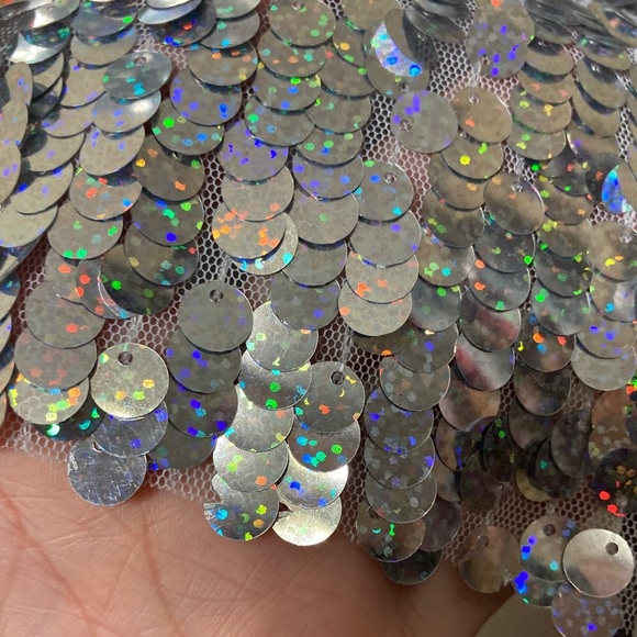 NWT Smythe Deep V Midi Dress in Silver Pailette - Picture 10 of 12